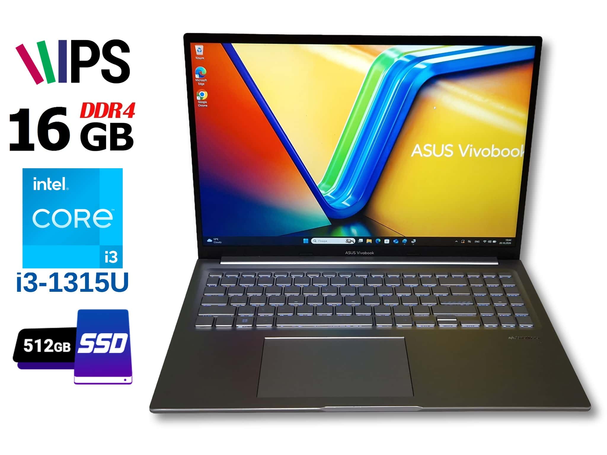 ASUS Vivobook 16 16" (1920×1200) WUXGA IPS 16:10 Core i3-1315U 16 Гб/512 Гб SSD, Дуже добрий стан